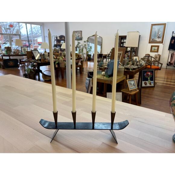1960s Swedish Copper & Brass Candelabra by Gunnar Ander Ystad, MCM Advent Wreath